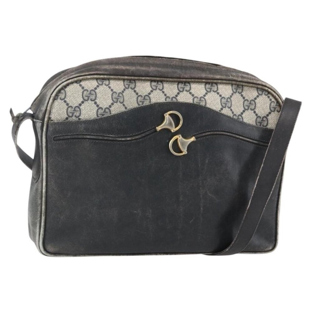 Authentic GUCCI GG Supreme Shoulder Bag PVC Navy